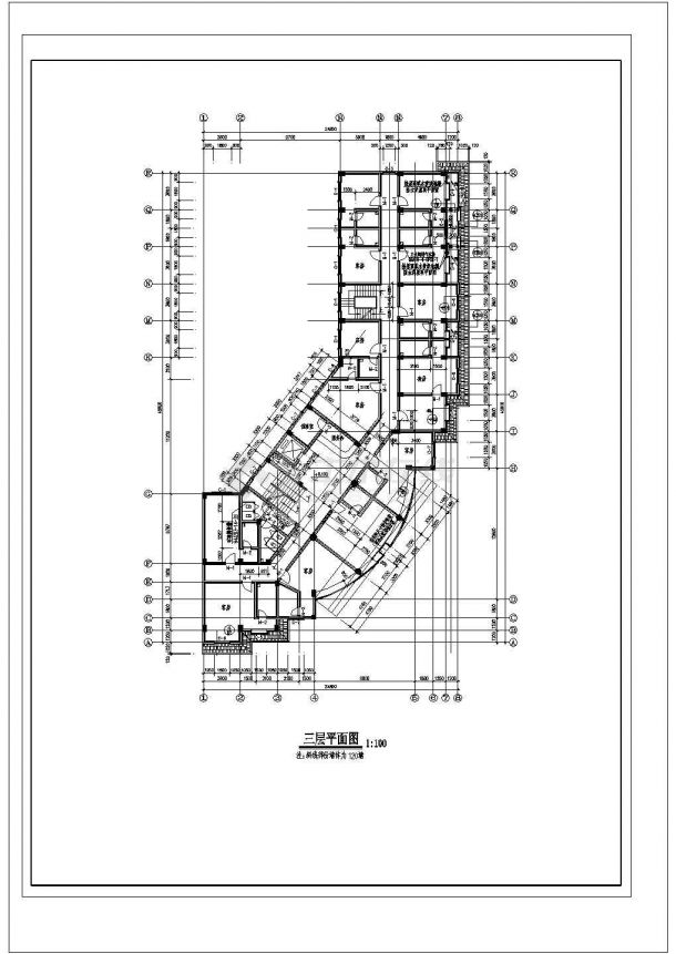 某五层局部六层滨江新区新桥村小区会所建施CAD图纸-图二