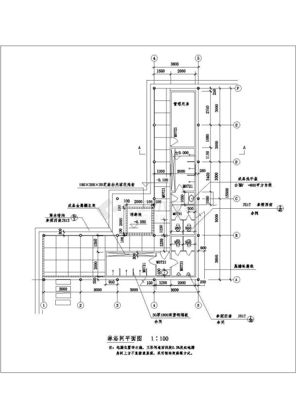 某小学校园游泳池CAD设计图-图一