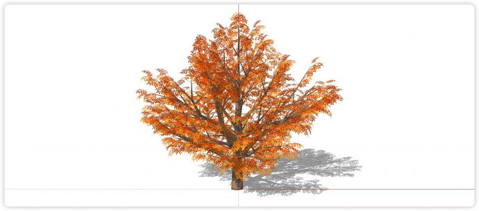 大枝桠橙色3d有色叶树木su模型_图1