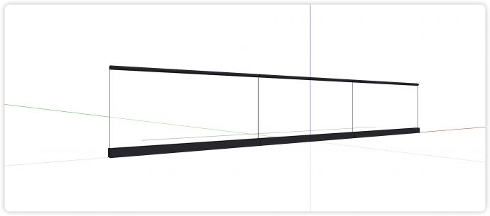 黑色框架结构玻璃栏杆su模型_图1