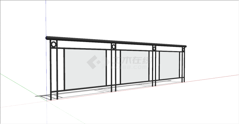 现代简约的玻璃栏杆su模型-图二