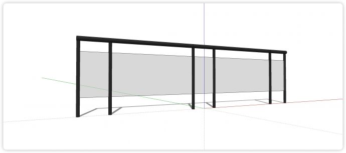 大小间隔玻璃结构玻璃栏杆su模型_图1