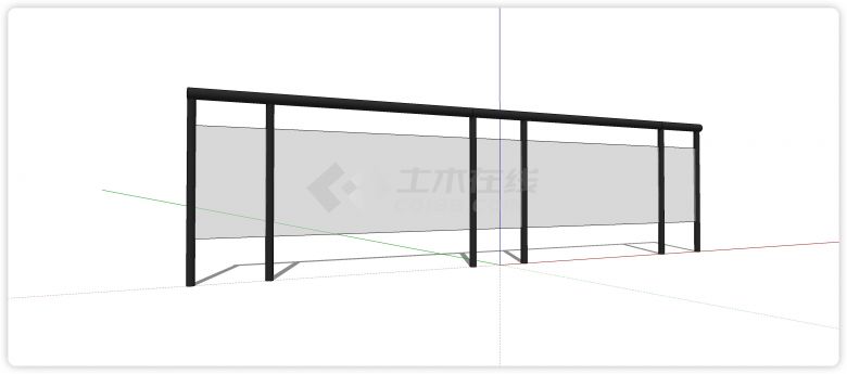 大小间隔玻璃结构玻璃栏杆su模型-图一