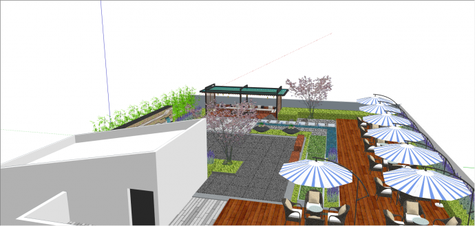 现代多绿植屋顶花园su模型_图1