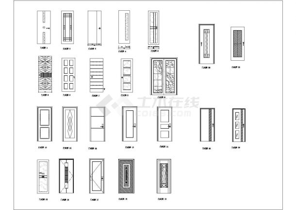 典型室内门型装修设计cad模块大全（标注详细，种类齐全）-图一