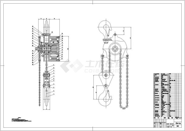 典型手拉葫芦设计cad机械总装配图（甲级院设计）-图一
