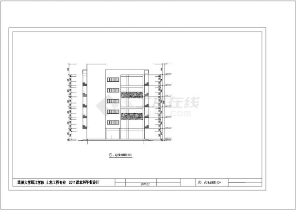 合肥市某高等学院5620平米6层框架结构宿舍楼建筑和结构设计CAD图纸-图一