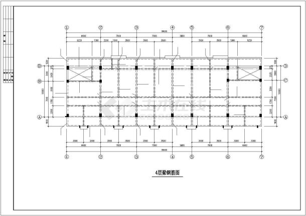 四层框架办公楼建筑结构施工图（ 长38米 宽10米 ）-图二
