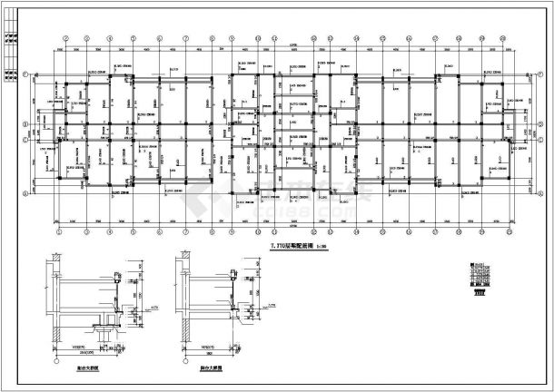5层框架办公楼建筑结构设计CAD图纸（ 长65.9米 宽18.2米 ）-图二