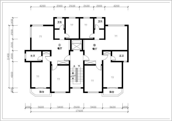 某地大型多层住宅户型建筑设计CAD图_图1