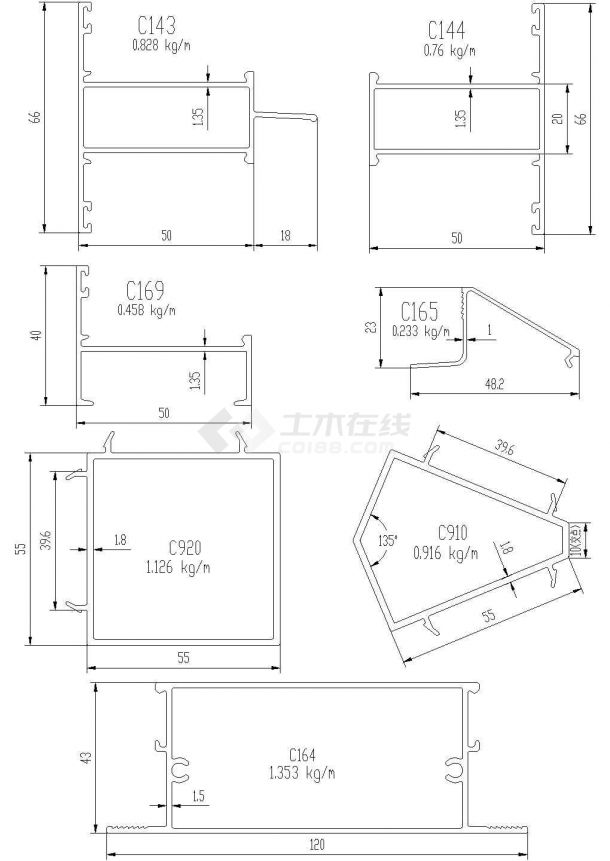 南京某重点大学教师公寓楼铝合金材质平开窗结构设计CAD施工图-图一