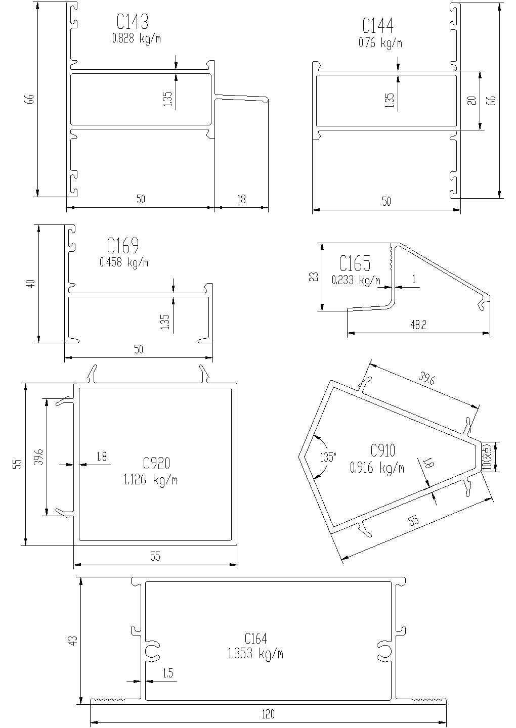 南京某重点大学教师公寓楼铝合金材质平开窗结构设计CAD施工图