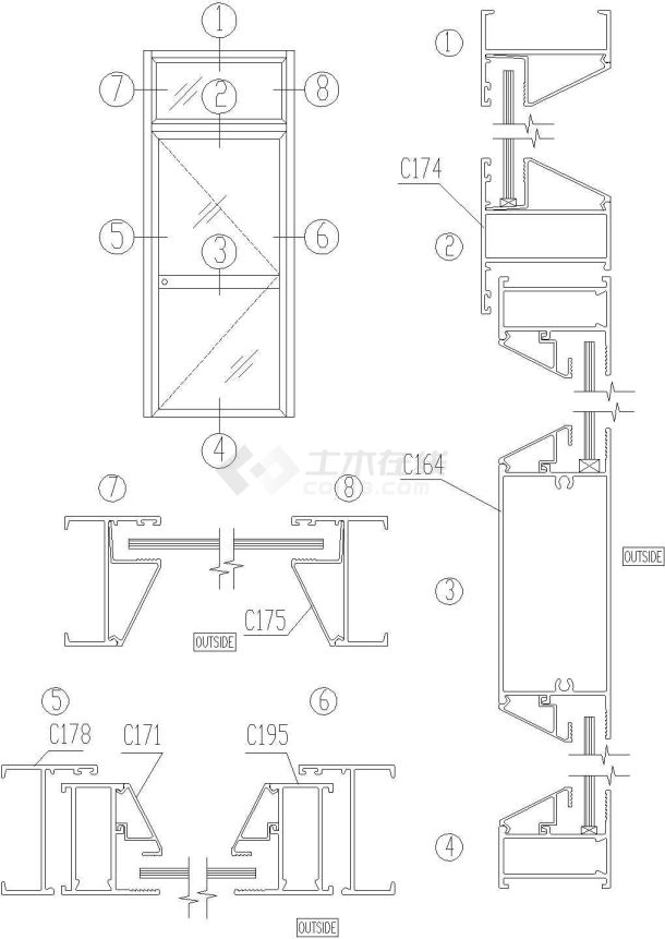 滁州某村镇高档私建楼小型平开门结构设计CAD施工图-图二