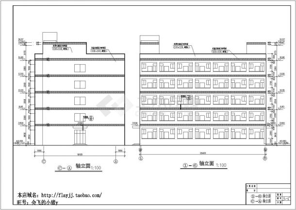 重庆某工厂五层混凝土框架结构员工住宿楼建筑设计cad图（含建筑总说明及总平面图）-图二