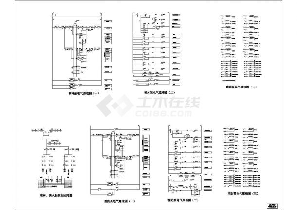 某现代标准消防泵、喷淋泵原理详细设计施工CAD图纸-图一