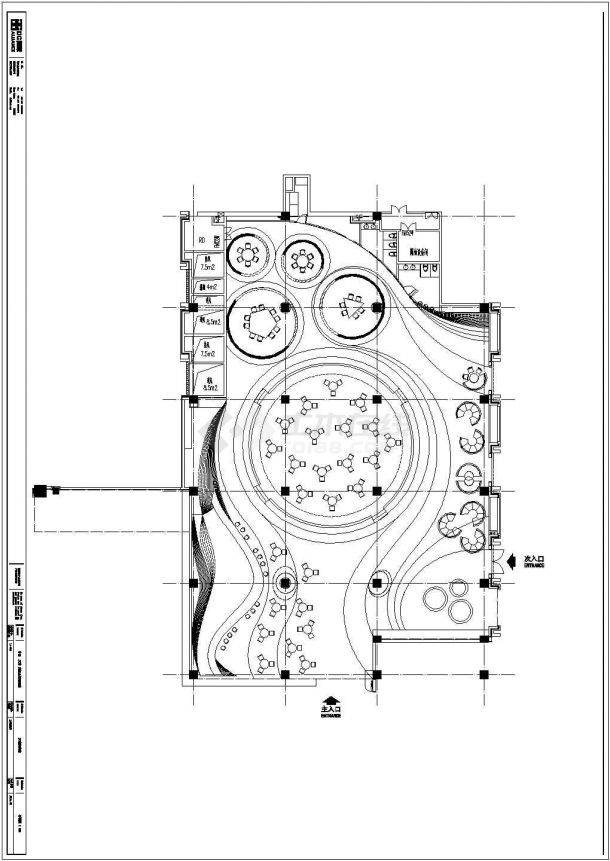 某天津腾讯咖啡馆CAD室内装修设计平面图-图一