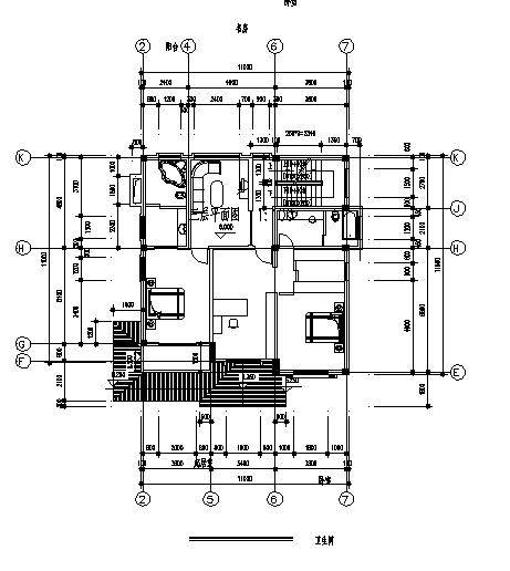 某四层带阁楼别墅建筑施工cad图，共八张-图二