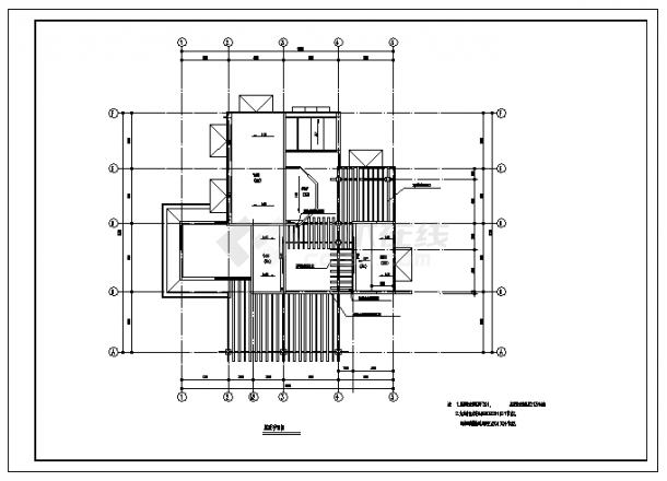 某三层带地下室别墅建筑施工cad图(含平剖面图，共八张)-图一