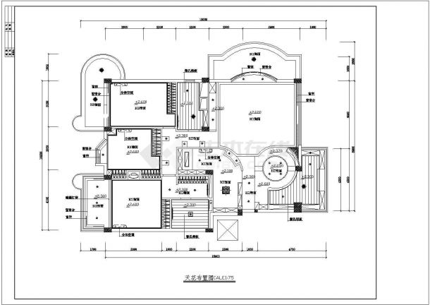 某私人住宅室内装修设计cad全套施工图（甲级院设计）-图二
