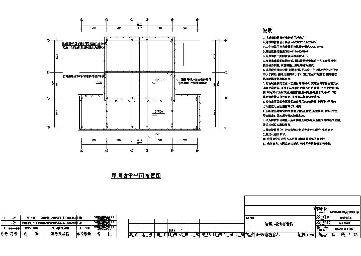 某110KV变电站防雷接地设计cad施工图