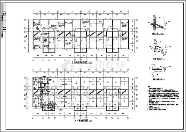 某地经典连体别墅结构CAD套图-图二