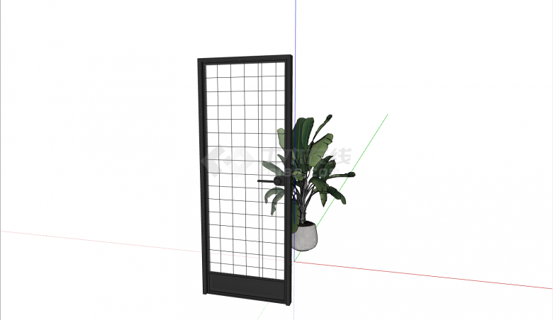 黑色门框玻璃门设计su模型-图二