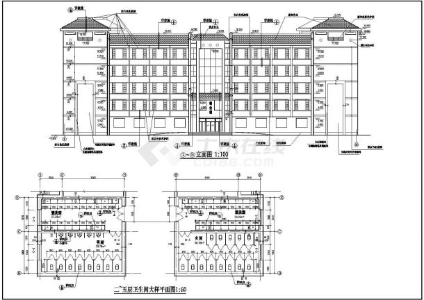 某学校学生公寓楼CAD全套建筑设计施工图-图二