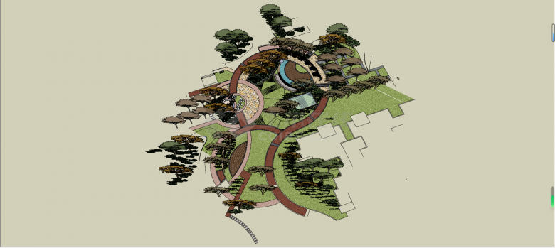 公园大型带曲线元素园林景观庭院SU模型-图二
