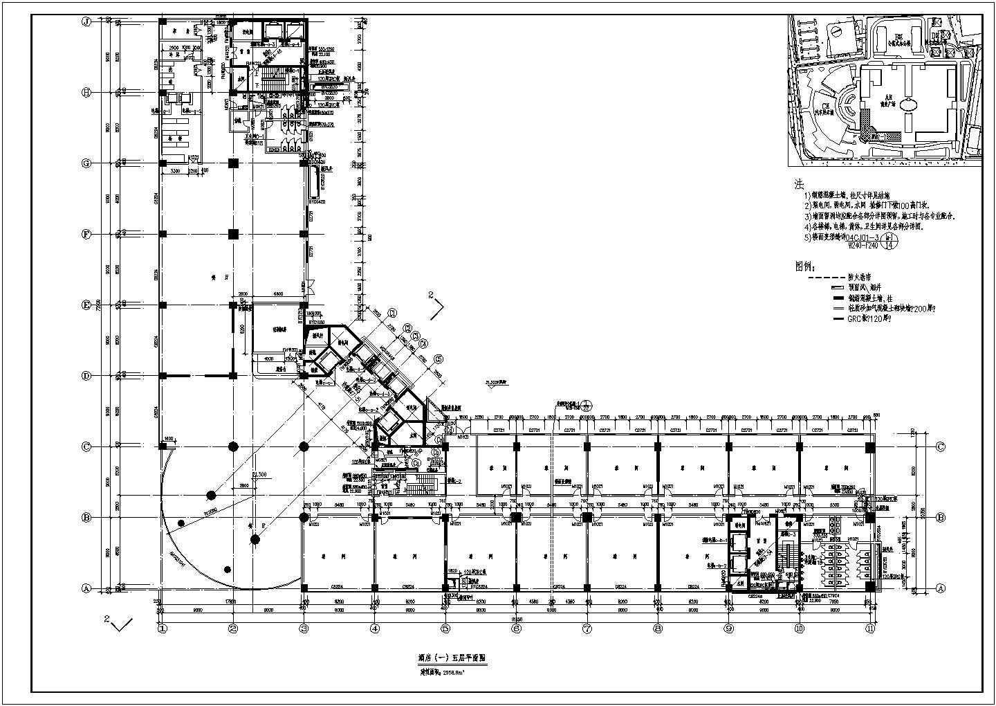 某小高层四星级酒店设计cad建筑方案图（甲级院设计）