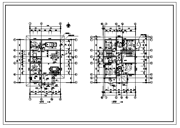 某村三层单体别墅建筑施工cad图，共五张_图1