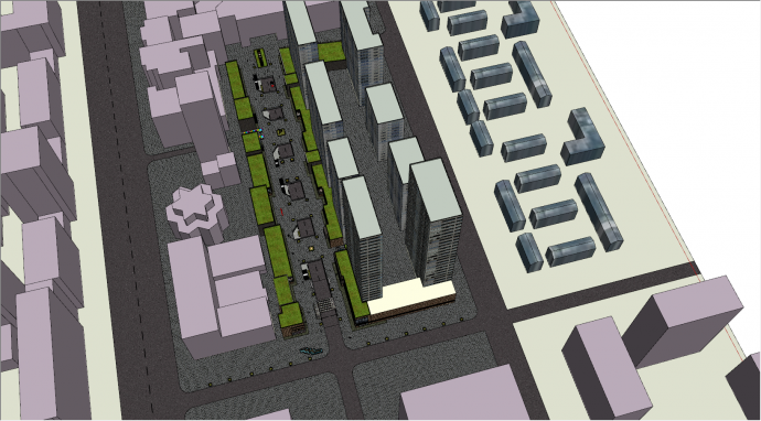现代两层商业街改造设计SU模型_图1