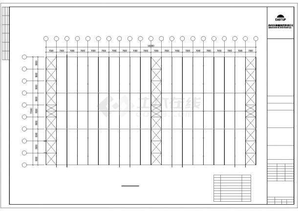 某24米三跨钢结构厂房建筑结构设计方案CAD图纸-图二