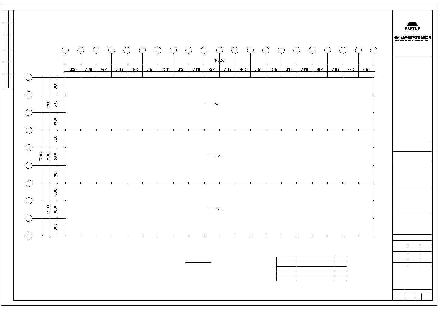某24米三跨钢结构厂房建筑结构设计方案CAD图纸