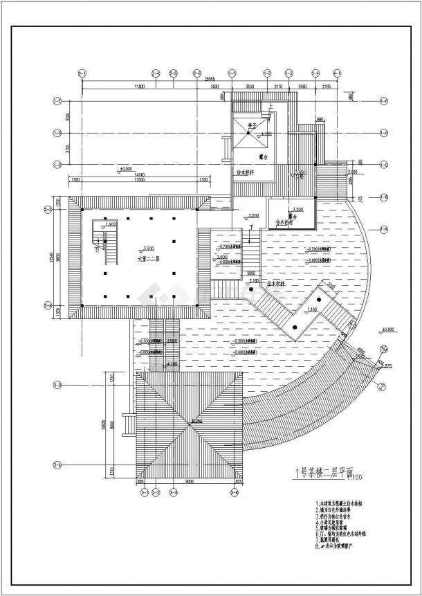 某二层茶楼方案设计cad全套建筑图（标注详细）-图一