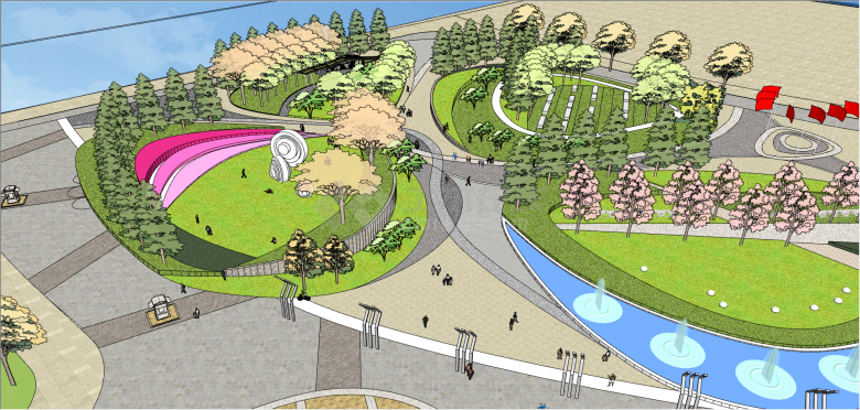 现代景观建筑概念公园su模型-图二