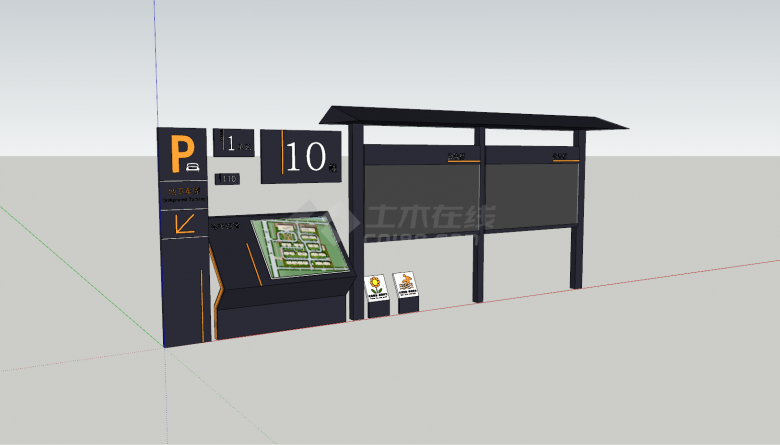 小区门口公告栏指示牌su模型-图一