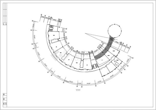 幼儿园设计_某圆弧形四层幼儿园方案CAD图-图一