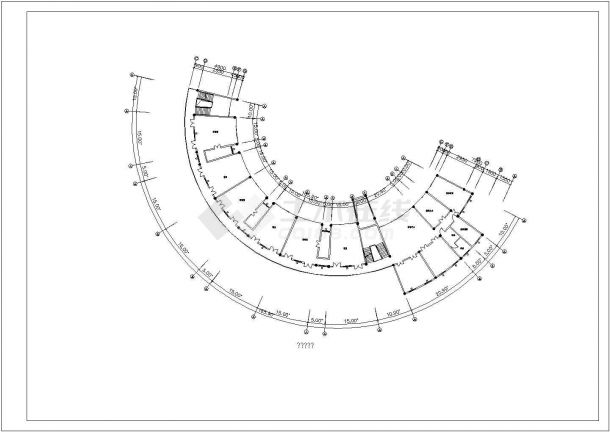 幼儿园设计_某圆弧形四层幼儿园方案CAD图-图二