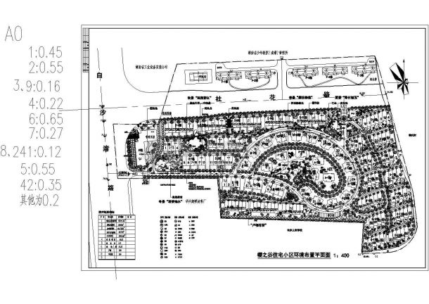 樱之谷住宅小区环境布置规划设计cad施工总平面图（含技术经济指标）-图一