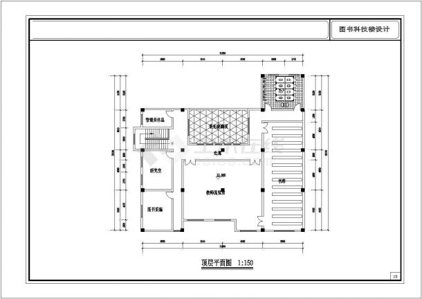 科技楼设计_某中学四层图书科技楼方案设计CAD图-图一