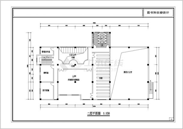 科技楼设计_某中学四层图书科技楼方案设计CAD图-图二