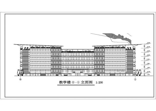 教学楼设计_某中学四层教学楼施工CAD图-图二