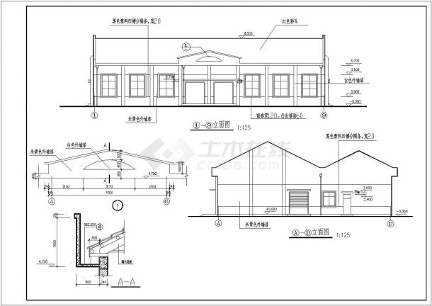 食堂设计_某中学食堂建筑施工CAD图-图二