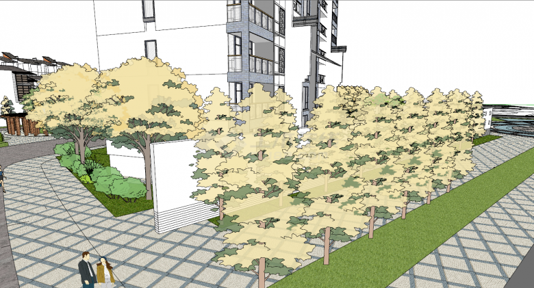 新中式小区庭院景观su模型-图一
