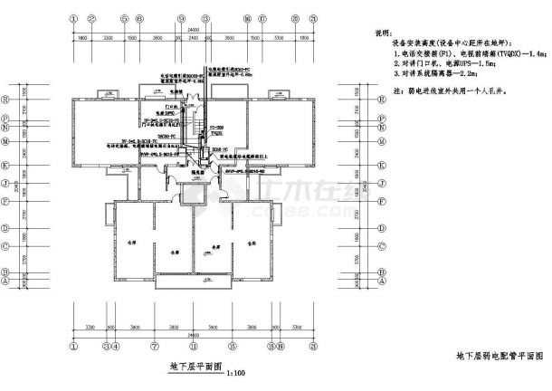 12层住宅楼电气设计平面系统CAD参考详细图-图二