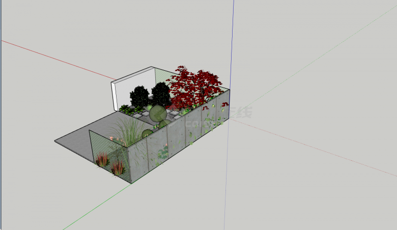 半开放式简约小花园su模型-图二