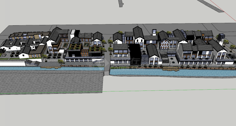 中式风格建筑商业街方案su模型-图二
