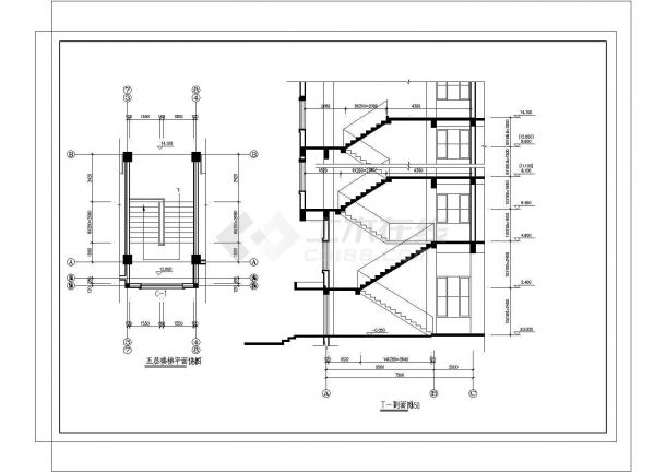 某互联网公司五层办公楼建筑设计CAD图纸-图一