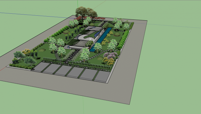 大型长型园林式景观规划su模型_图1