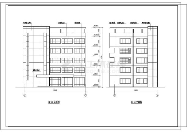 长20米 宽14米 5层1188平米餐厅宿舍建筑结构施工图-图二